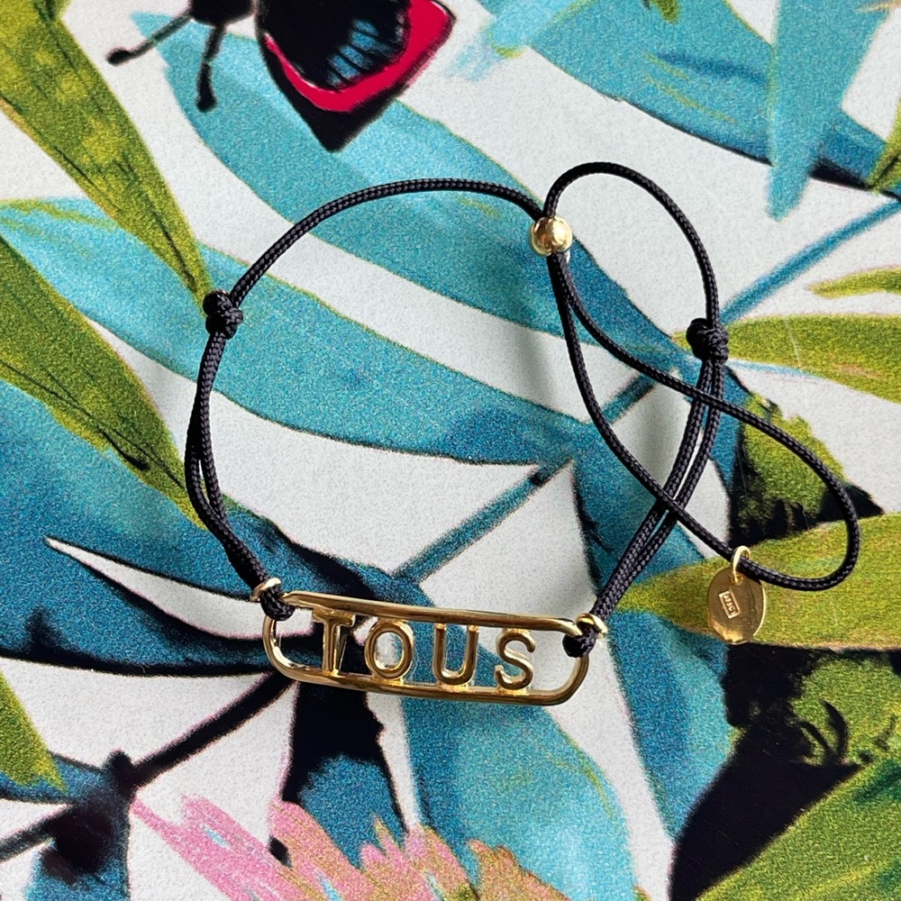 Black nylon Bracelet with Gold Vermeil Logo